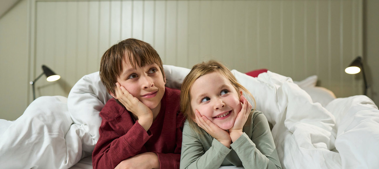 Family of kids in self-catering